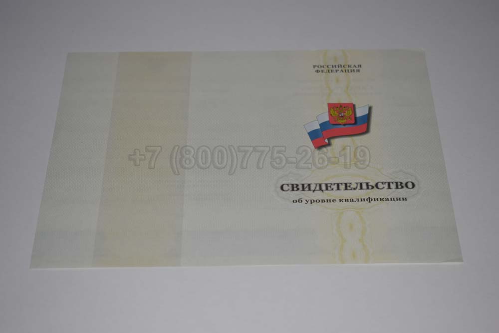 Бланк свидетельства об уровне квалификации Гознак 1994-2025 год выпуска г.Кемерово