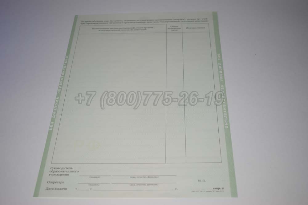 Приложение к диплому ПТУ Гознак 2011-2025 год выпуска г.Кемерово