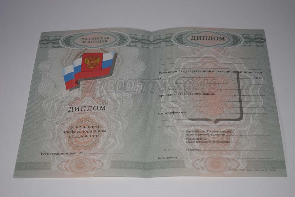 Бланк диплома ПТУ Гознак 2007-2010 год выпуска г.Кемерово