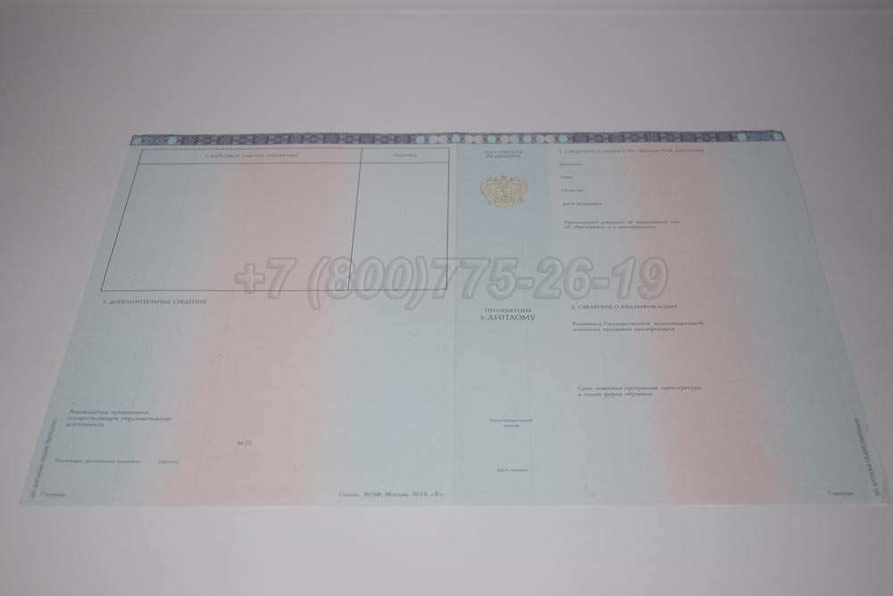 Приложение к диплому магистра Гознак 2014-2025 год выпуска г.Кемерово