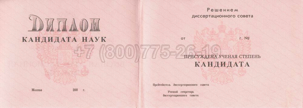 Диплом кандидата наук Гознак 2001-2012 год выпуска г.Кемерово