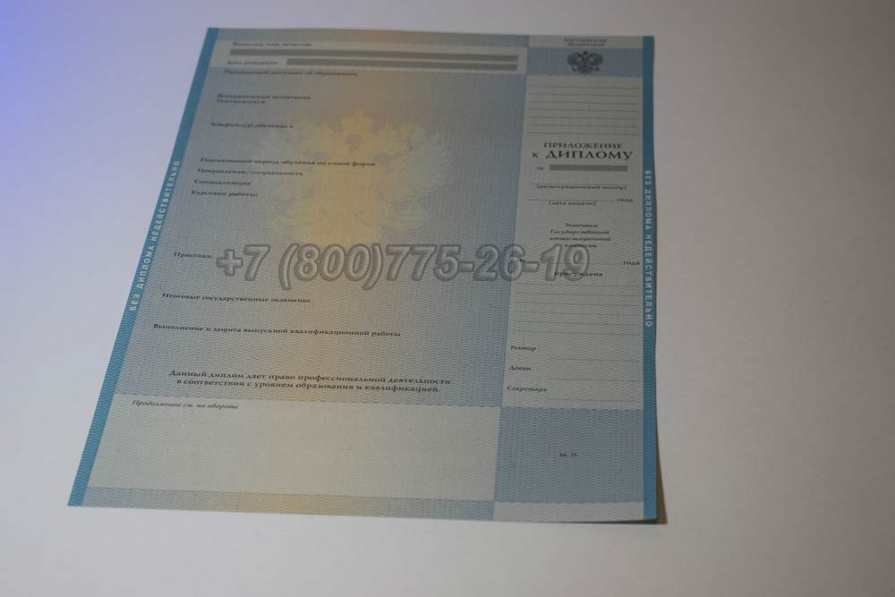 Приложение к диплому о высшем образовании 2009-2010 год выпуска г.Кемерово
